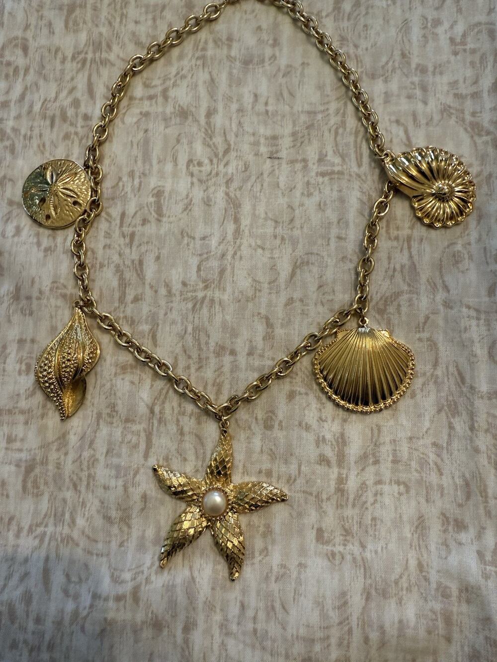 Kenneth Jay Lane Royal Sea Necklace Dangling Pendants Mint Condition